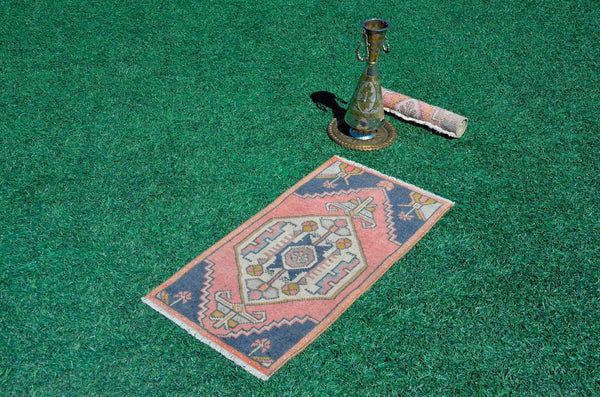 Vintage Handmade Turkish small area rug doormat for home decor, bathroom rug, area oushak rug bathroom mat kitchen kilim rug, rug 3.0x1.7, 665720