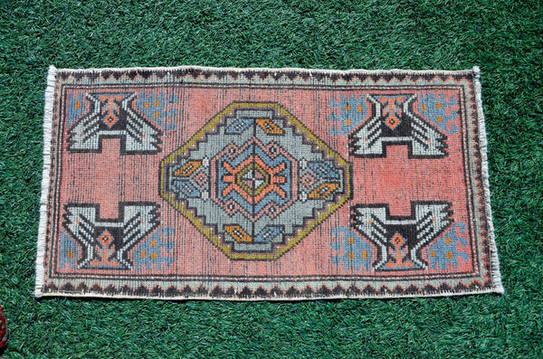 Vintage Handmade Turkish small area rug doormat for home decor, bathroom rug, area oushak rug bathroom mat kitchen kilim rug, rug 3.5x1.9, 665730