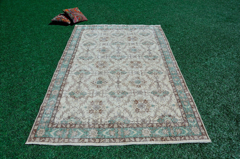 Unique Turkish large Vintage rug for home decor, oversize rug, area rug oushak rug boho rug bedroom kitchen rug  kilim rug, rugs 5x8, 666042