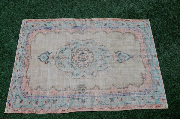 Unique Turkish large Vintage rug for home decor, oversize rug, area rug oushak rug boho rug bedroom kitchen rug  kilim rug, rugs 6x9, 666043