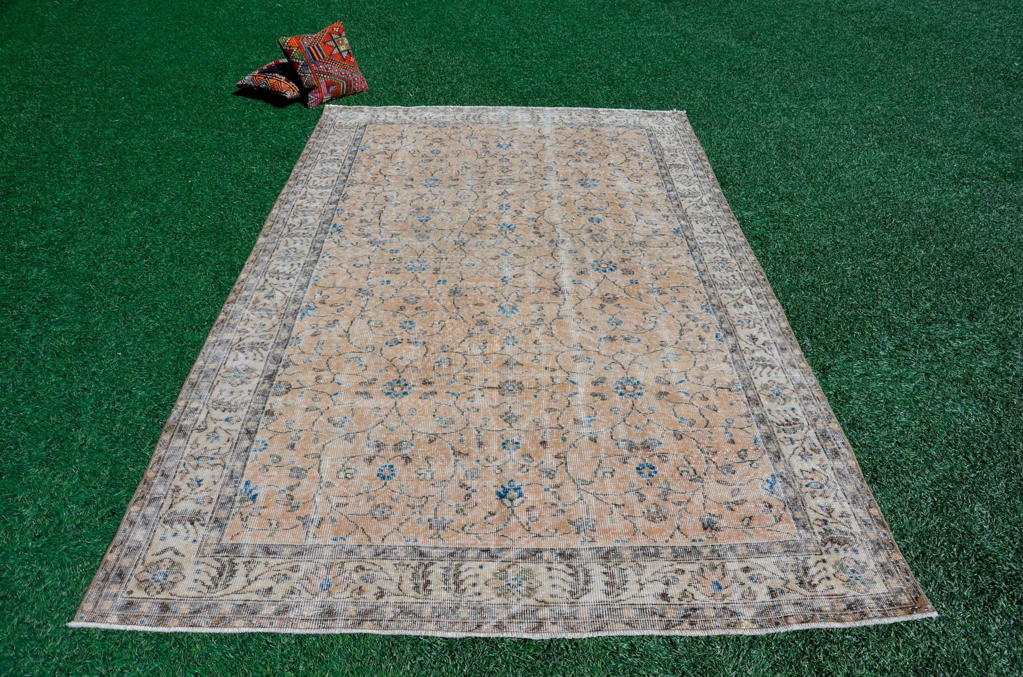 Hand knotted Turkish large Vintage rug for home decor, oversize rug, area rug oushak rug boho bedroom rug kitchen rug  kilim rug, rugs 9x6, 666050