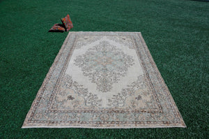 Hand knotted Turkish large Vintage rug for home decor, oversize rug, area rug oushak rug boho bedroom rug kitchen rug  kilim rug, rugs 6x10, 666052