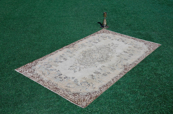 Hand knotted Turkish large Vintage rug for home decor, oversize rug, area rug oushak rug boho bedroom rug kitchen rug  kilim rug, rugs 6x9, 666053