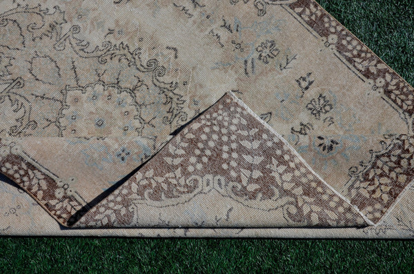 Hand knotted Turkish large Vintage rug for home decor, oversize rug, area rug oushak rug boho bedroom rug kitchen rug  kilim rug, rugs 6x9, 666053