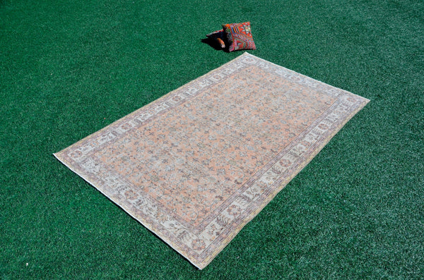 Hand knotted Turkish large Vintage rug for home decor, oversize rug, area rug oushak rug boho bedroom rug kitchen rug  kilim rug, rugs 5x9, 666056
