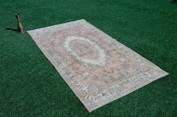 Hand knotted Turkish large Vintage rug for home decor, oversize rug, area rug oushak rug boho bedroom rug kitchen rug  kilim rug, rugs 6x10, 666058