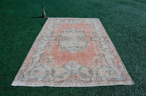 Hand knotted Turkish large Vintage rug for home decor, oversize rug, area rug oushak rug boho bedroom rug kitchen rug  kilim rug, rugs 6x12, 666059