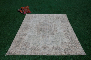 Natural Turkish large Vintage rug for home decor, oversize rug, area rug oushak rug boho rug bedroom rug kitchen rug  kilim rug, rugs 6x8, 666060