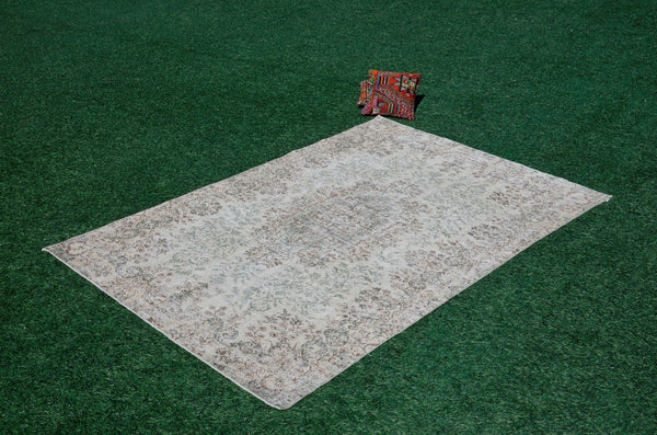 Natural Turkish large Vintage rug for home decor, oversize rug, area rug oushak rug boho rug bedroom rug kitchen rug  kilim rug, rugs 6x8, 666060
