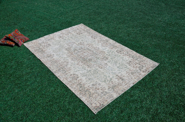 Natural Turkish large Vintage rug for home decor, oversize rug, area rug oushak rug boho rug bedroom rug kitchen rug  kilim rug, rugs 6x8, 666060