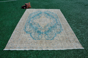 Natural Turkish large Vintage rug for home decor, oversize rug, area rug oushak rug boho rug bedroom rug kitchen rug  kilim rug, rugs 7x10, 666063