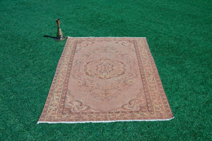 Natural Turkish large Vintage rug for home decor, oversize rug, area rug oushak rug boho rug bedroom rug kitchen rug  kilim rug, rugs 6x8, 666065