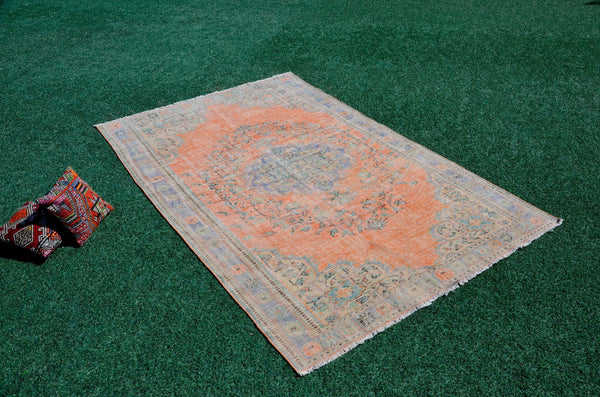 Handmade Turkish large Vintage rug for home decor, oversize rug, area rug oushak rug boho rug bedroom rug kitchen rug  kilim rug, rugs 6x10, 666070