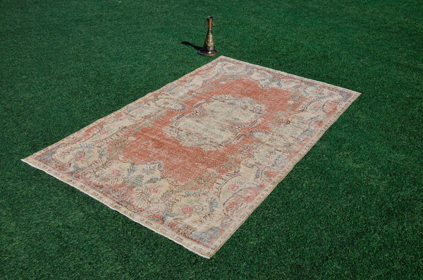 Unique Turkish large Vintage rug for home decor, oversize rug, area rug oushak rug boho rug bedroom kitchen rug  kilim rug, rugs 6x9, 666085