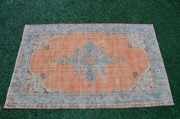Hand knotted Turkish large Vintage rug for home decor, oversize rug, area rug oushak rug boho rug bedroom kitchen rug  kilim rug, rugs 6x9, 666088