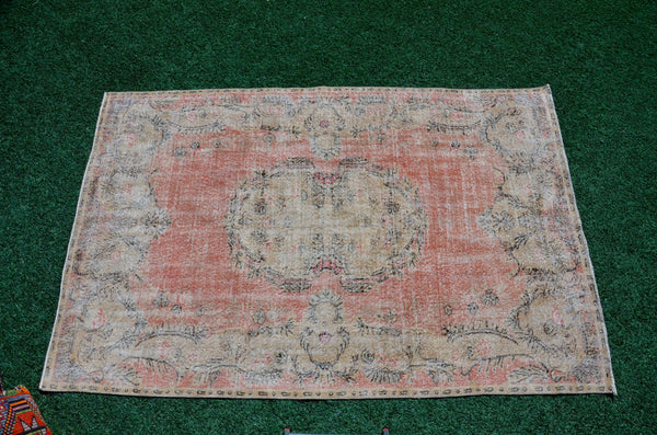 Hand knotted Turkish large Vintage rug for home decor, oversize rug, area rug oushak rug boho rug bedroom kitchen rug  kilim rug, rugs 6x8, 666093