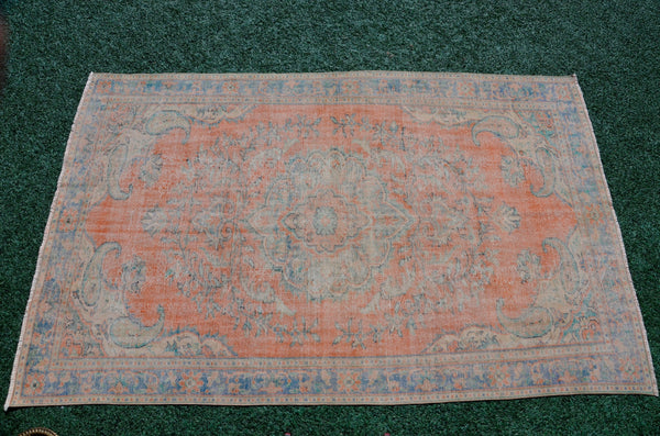 Turkish Handmade large Vintage rug for home decor, oversize rug, area rug oushak rug boho rug bedroom rug kitchen rug  kilim rug, rugs 6x10, 666101