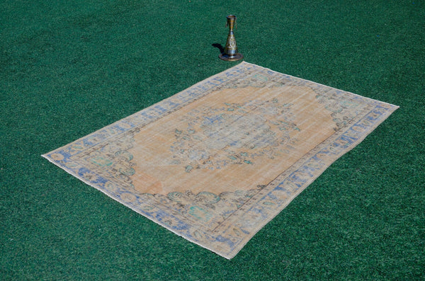 Natural Turkish large Vintage rug for home decor, oversize rug, area rug oushak rug boho rug bedroom rug kitchen rug  kilim rug, rugs 6x8, 666109