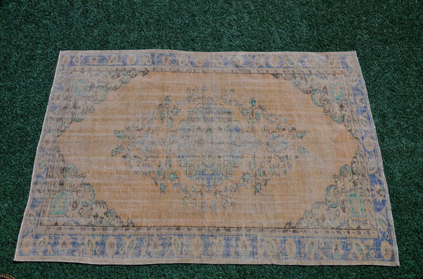 Natural Turkish large Vintage rug for home decor, oversize rug, area rug oushak rug boho rug bedroom rug kitchen rug  kilim rug, rugs 6x8, 666109