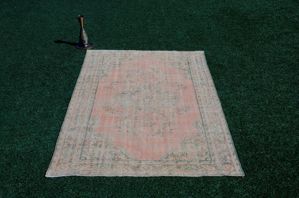 Unique Turkish large Vintage rug for home decor, oversize rug, area rug oushak rug boho rug bedroom kitchen rug  kilim rug, rugs 5x8, 666125