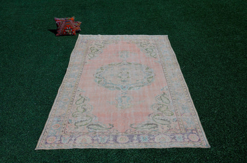 Unique Turkish large Vintage rug for home decor, oversize rug, area rug oushak rug boho rug bedroom kitchen rug  kilim rug, rugs 6x10, 666127