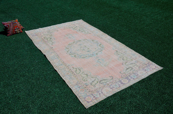 Unique Turkish large Vintage rug for home decor, oversize rug, area rug oushak rug boho rug bedroom kitchen rug  kilim rug, rugs 6x10, 666127