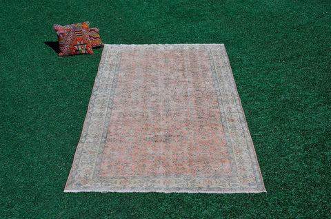 Turkish Handmade Vintage Anatolian rug for home decor, area rug, oushak rug boho rug bedroom rug kitchen rug  bathroom rug kilim, rugs 5x8, 666137