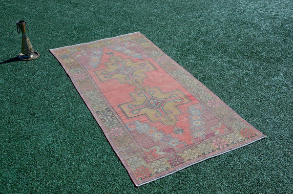 Handknotted Turkish rug for home decor, Vintage rug, area rug boho rug bedroom rug kitchen rug bathroom rug kilim handmade, rugs 4x9, 666144