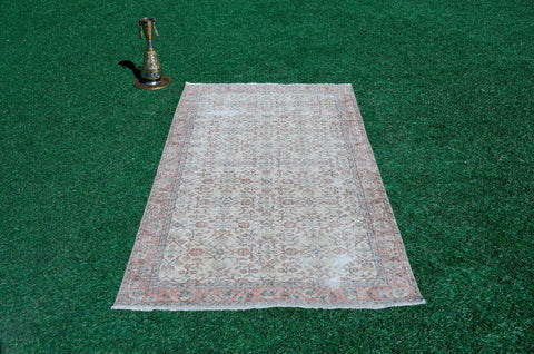 Natural oushak Turkish rug for home decor, Vintage rug, area rug boho rug bedroom rug kitchen rug bathroom rug kilim rug  handmade, rugs 4x7, 666146