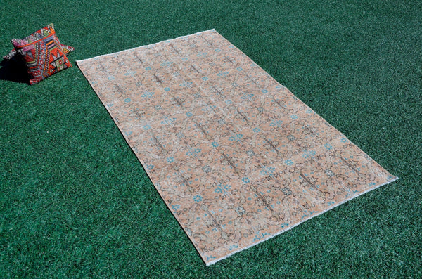 Handknotted Turkish rug for home decor, Vintage rug, area rug boho rug bedroom rug kitchen rug bathroom rug kilim handmade, rugs 4x8, 666153