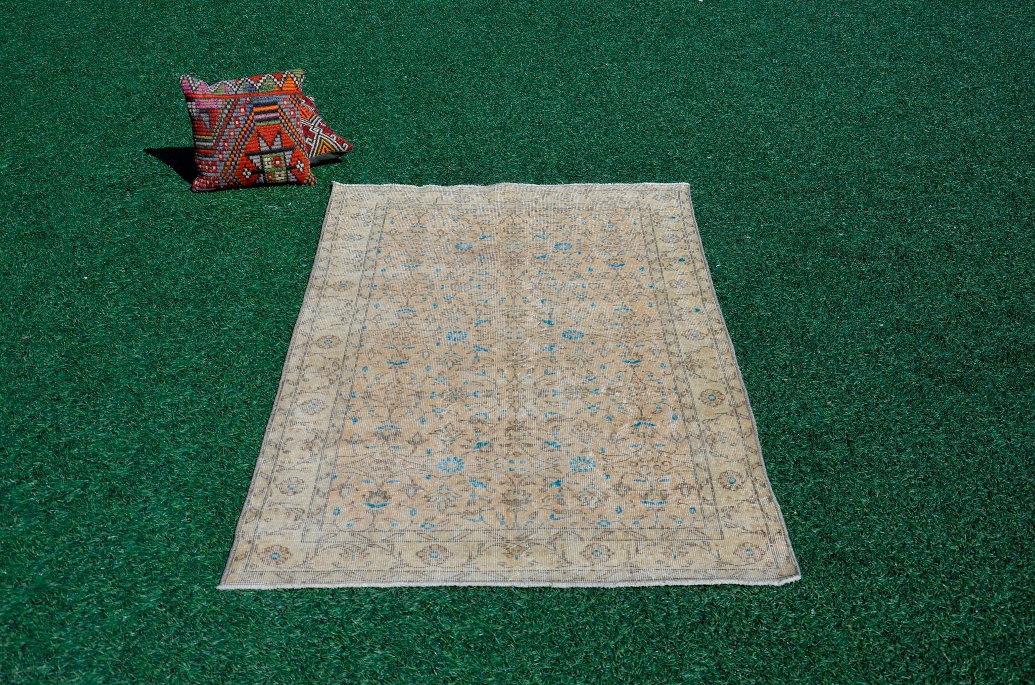Vintage Handmade Turkish Anatolian rug for home decor, area rug, oushak rug boho rug bedroom rug kitchen rug bathroom rug kilim, rugs 4x7, 666170