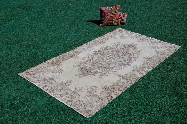 Natural oushak Turkish rug for home decor, Vintage rug, area rug boho rug bedroom rug kitchen rug bathroom rug kilim rug  handmade, rugs 4x7, 666192