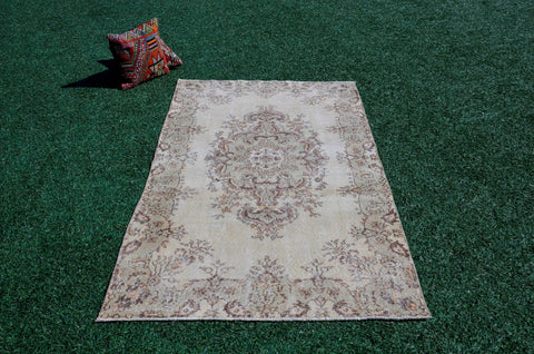 Natural oushak Turkish rug for home decor, Vintage rug, area rug boho rug bedroom rug kitchen rug bathroom rug kilim rug  handmade, rugs 4x7, 666192
