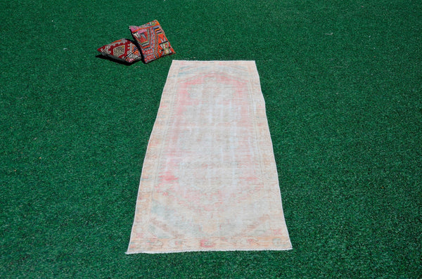 Vintage Turkish Natural runner rug for home decor, area rug, Anatolian oushak rug boho rug kitchen rug  bathroom rug kilim, 8'7"x2'7", 666209