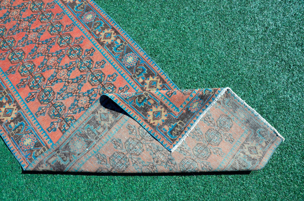 Natural Vintage Turkish runner rug for home decor, area rug, Anatolian oushak rug boho rug kitchen rug  bathroom rug kilim,  9'3" x 3'8", 666211