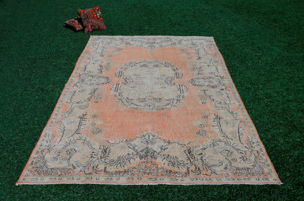 Unique Turkish large Vintage rug for home decor, oversize rug, area rug oushak rug boho rug bedroom kitchen rug  kilim rug, rugs 6x9, 666041