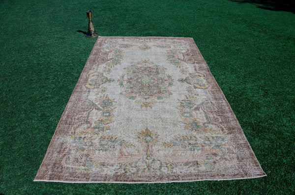 Hand knotted Turkish large Vintage rug for home decor, oversize rug, area rug oushak rug boho bedroom rug kitchen rug  kilim rug, rugs 6x10, 666051
