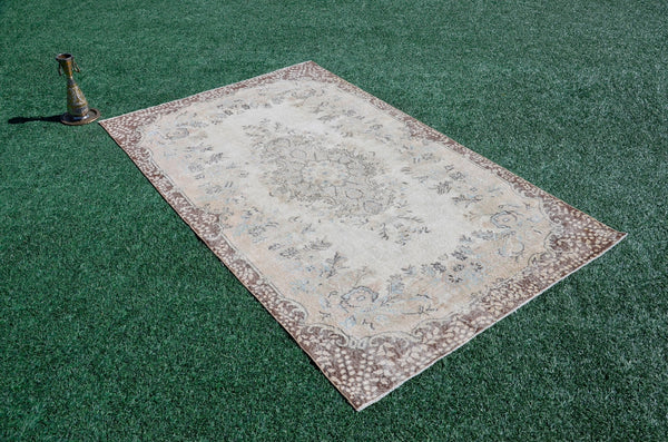 Hand knotted Turkish large Vintage rug for home decor, oversize rug, area rug oushak rug boho bedroom rug kitchen rug  kilim rug, rugs 6x9, 666053