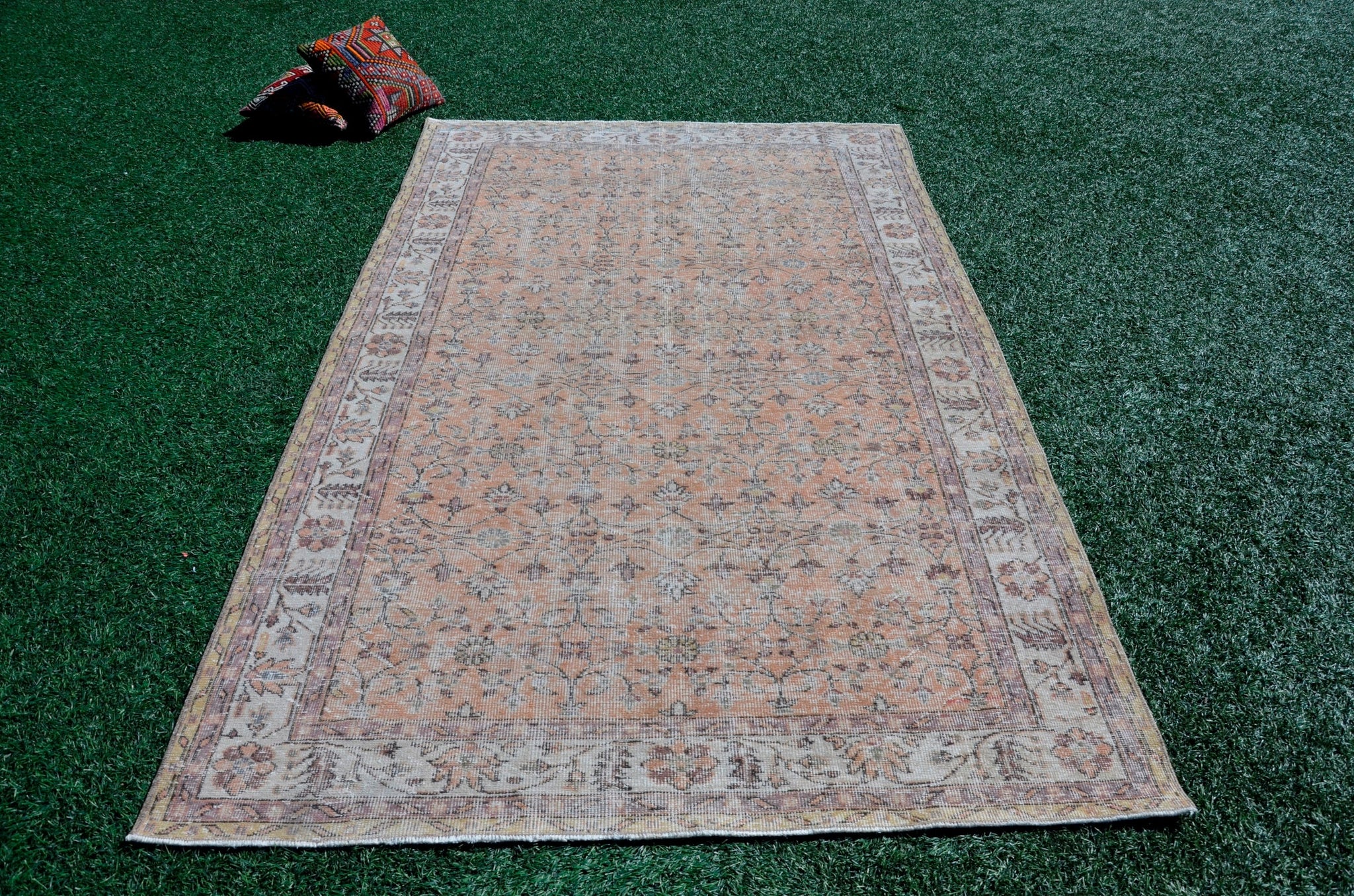 Hand knotted Turkish large Vintage rug for home decor, oversize rug, area rug oushak rug boho bedroom rug kitchen rug  kilim rug, rugs 5x9, 666056