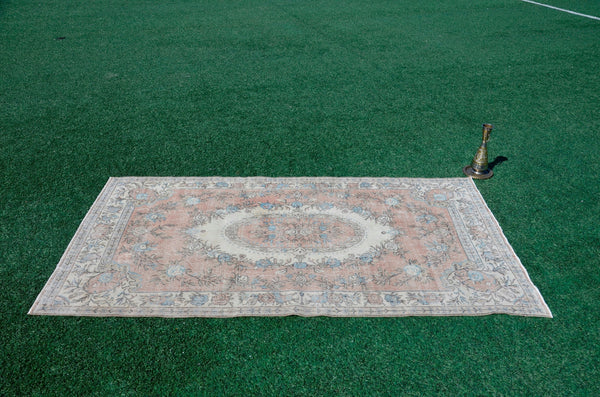 Hand knotted Turkish large Vintage rug for home decor, oversize rug, area rug oushak rug boho bedroom rug kitchen rug  kilim rug, rugs 6x10, 666058