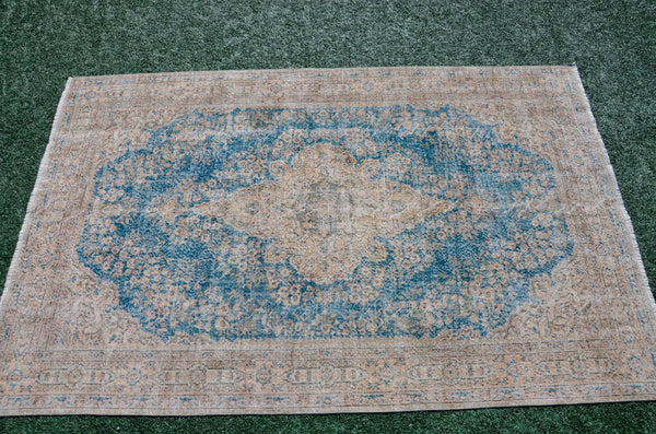 Natural Turkish large Vintage rug for home decor, oversize rug, area rug oushak rug boho rug bedroom rug kitchen rug  kilim rug, rugs 7x10, 666066
