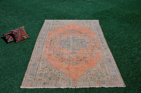 Handmade Turkish large Vintage rug for home decor, oversize rug, area rug oushak rug boho rug bedroom rug kitchen rug  kilim rug, rugs 6x10, 666070