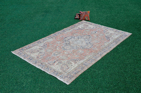 Unique Turkish large Vintage rug for home decor, oversize rug, area rug oushak rug boho rug bedroom kitchen rug  kilim rug, rugs 6x10, 666080