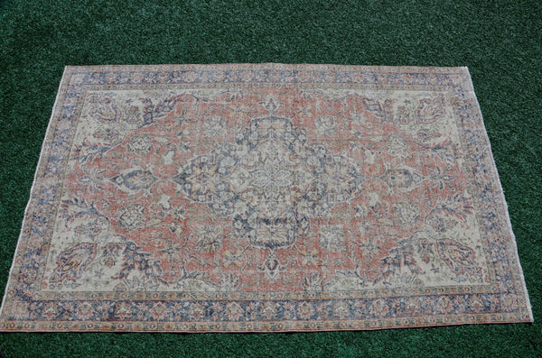 Unique Turkish large Vintage rug for home decor, oversize rug, area rug oushak rug boho rug bedroom kitchen rug  kilim rug, rugs 6x10, 666080