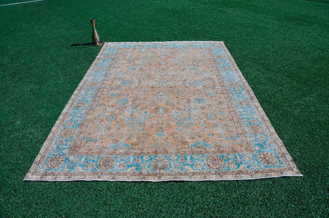Unique Turkish large Vintage rug for home decor, oversize rug, area rug oushak rug boho rug bedroom kitchen rug  kilim rug, rugs 7x10, 666081