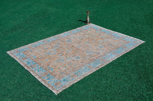 Unique Turkish large Vintage rug for home decor, oversize rug, area rug oushak rug boho rug bedroom kitchen rug  kilim rug, rugs 7x10, 666081
