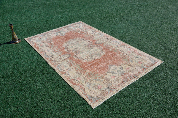 Unique Turkish large Vintage rug for home decor, oversize rug, area rug oushak rug boho rug bedroom kitchen rug  kilim rug, rugs 6x9, 666085
