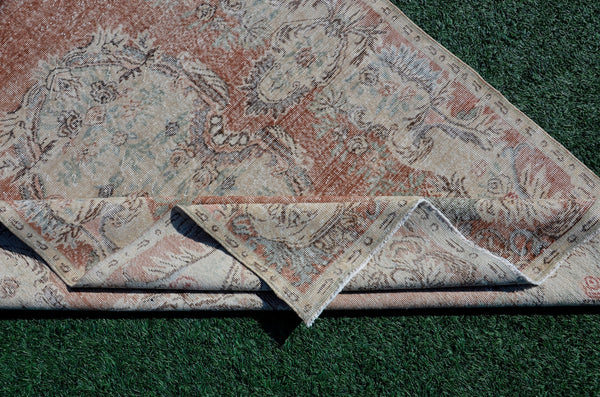 Unique Turkish large Vintage rug for home decor, oversize rug, area rug oushak rug boho rug bedroom kitchen rug  kilim rug, rugs 6x9, 666085