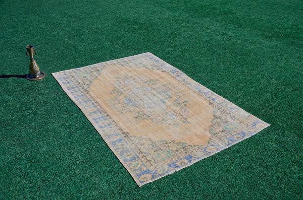 Natural Turkish large Vintage rug for home decor, oversize rug, area rug oushak rug boho rug bedroom rug kitchen rug  kilim rug, rugs 6x8, 666109