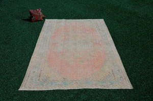 Natural Turkish large Vintage rug for home decor, oversize rug, area rug oushak rug boho rug bedroom rug kitchen rug  kilim rug, rugs 6x10, 666112